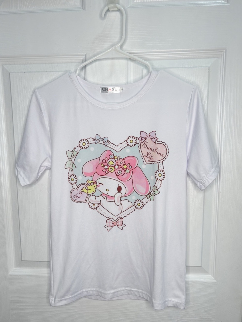 My Melody White Heart Short Sleeve T-shirt
